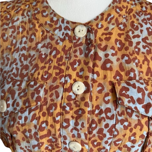 Nine West A-Line Shirt Dress Animal Print Sleeveless Chest Pocket Tie Waist Sz L - Picture 5 of 16